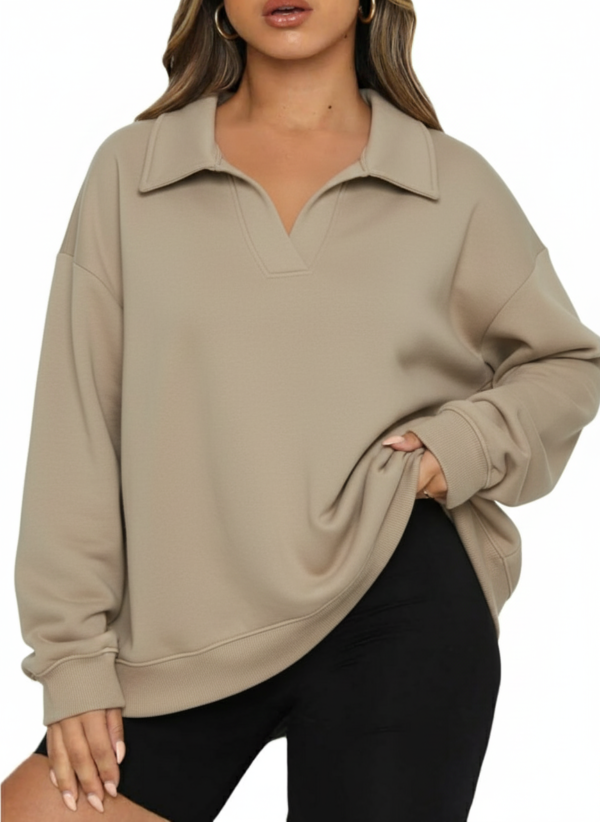 Sudadera Polo pullover con cuello en V – Talla XXL