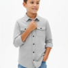 Camisa gris de manga larga con bolsillos infantil  Talla 10