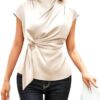 41MJgjDC4gL._AC_SY1000_ Blusa elegante de satín beige – Talla M