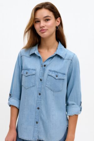 Blusa Camisera de Mezclilla